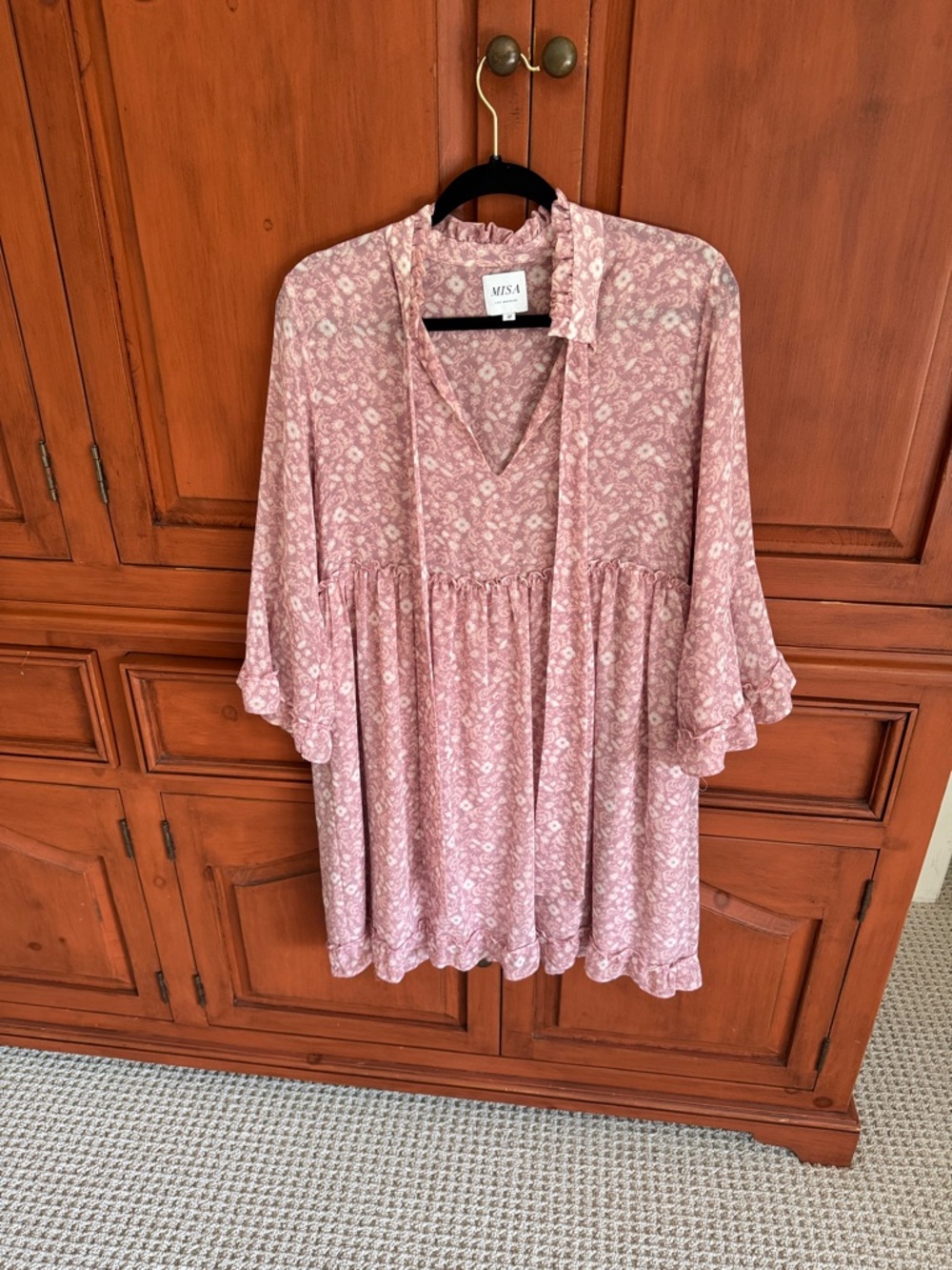 Misa Los Angeles Dusty Rose Floral Ruffle Blouse